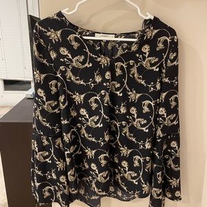 Ro & De Eyelet Trim Bell Sleeve Blouse